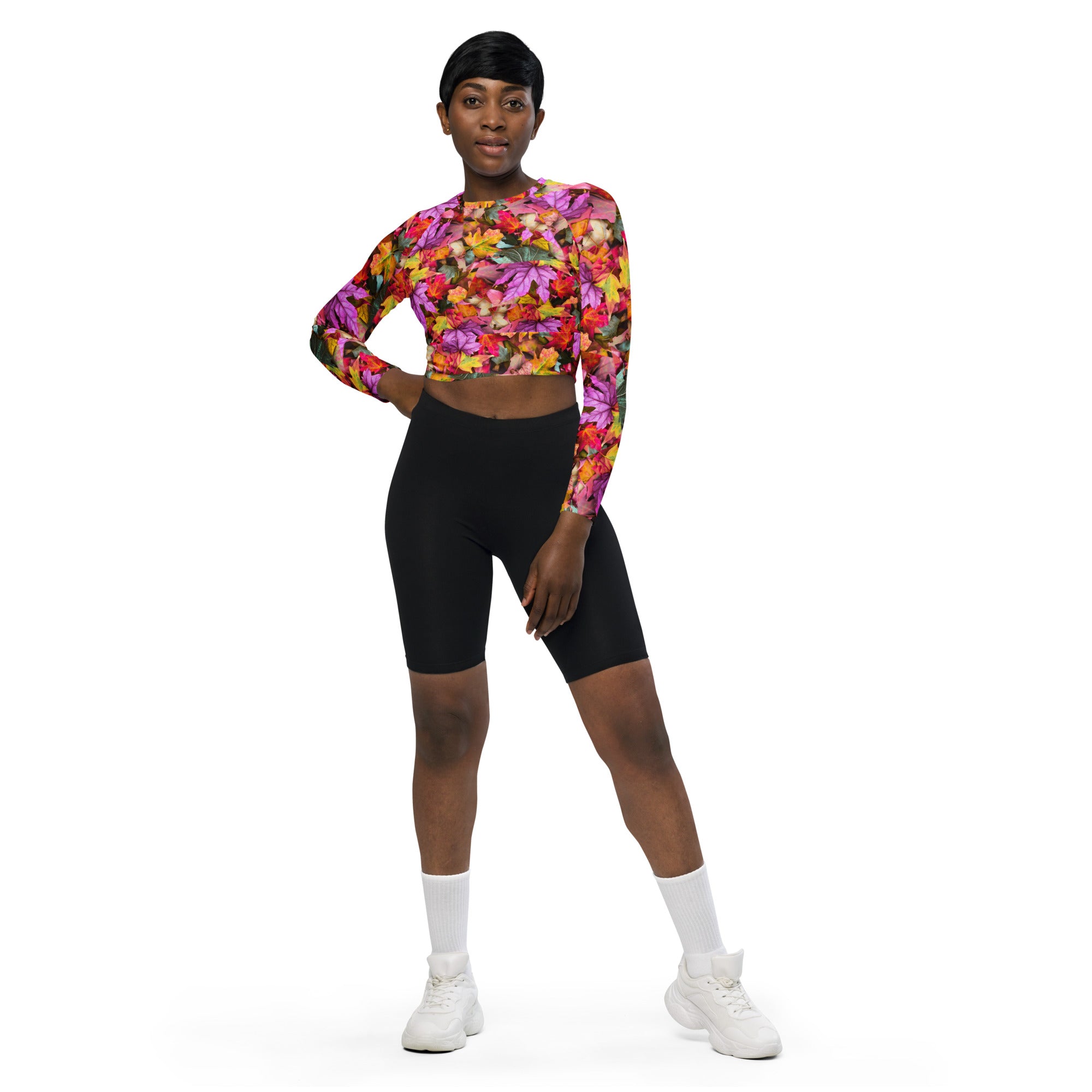 recycled-long-sleeved-gym-cropped-top-yoga-top-fitness-top-pot-pouri-wickedyo 2